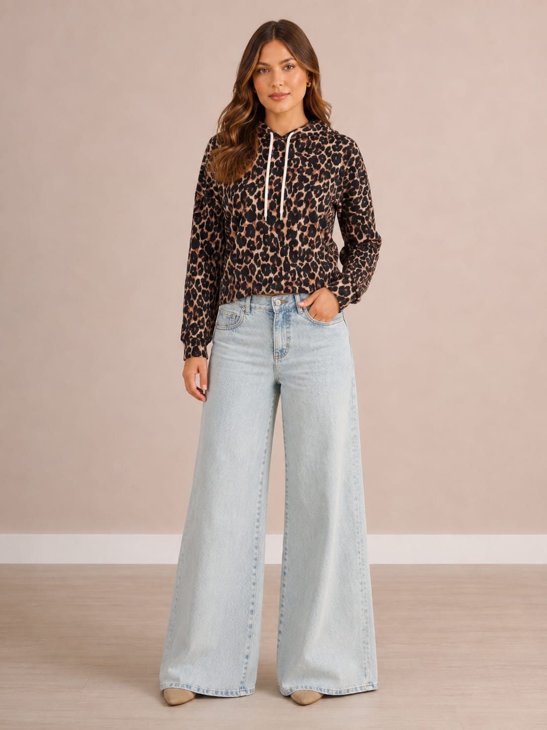 BUZO PRINT CON CAPUCHA - NEGRO