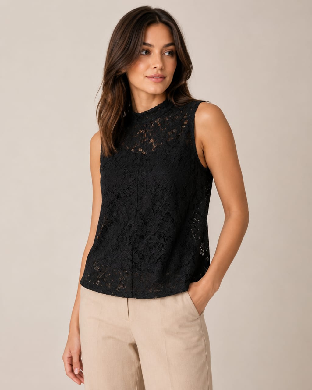 MUSCULOSA MEDIA POLERA ENCAJE
